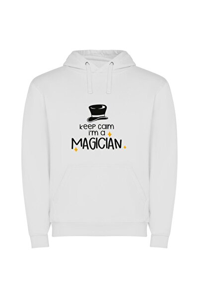 iLovePrints Mystical Monochrome Magic Φούτερ με κουκούλα σε χρώμα Λευκό