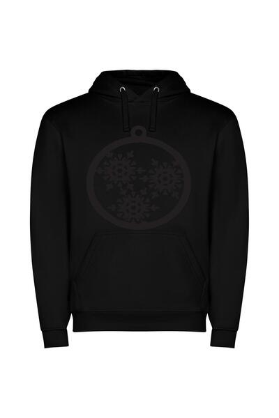 iLovePrints Elegant Snowflake Ornament Φούτερ με κουκούλα σε χρώμα Μαύρο