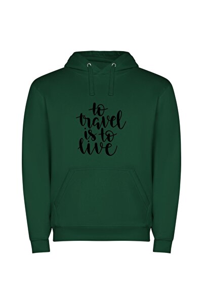iLovePrints Art of True Travel Φούτερ με κουκούλα σε χρώμα Πράσινο