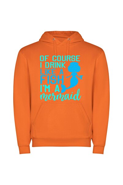 iLovePrints Enchanting Aqua Delight Φούτερ με κουκούλα σε χρώμα Πορτοκαλί