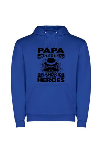 iLovePrints Real Heroic Grandpa Φούτερ με κουκούλα σε χρώμα Μπλε