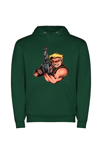 iLovePrints Gun-Wielding Heroic Cartoon: Haris Φούτερ με κουκούλα σε χρώμα Πρ...