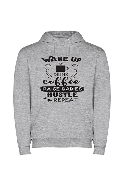 iLovePrints Caffeinated Hustle: Coffee & Parenthood Φούτερ με κουκούλα σε χρώ...