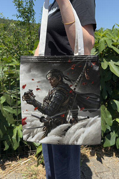 ZipZap حقيبة قماشية مطبوعة على الوجهين من Ghost of Tsushima V2، حقيبة كمبيوتر...