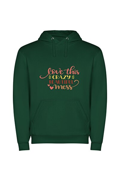 iLovePrints Love in Chaos: Aesthetic Mess Φούτερ με κουκούλα σε χρώμα Πράσινο