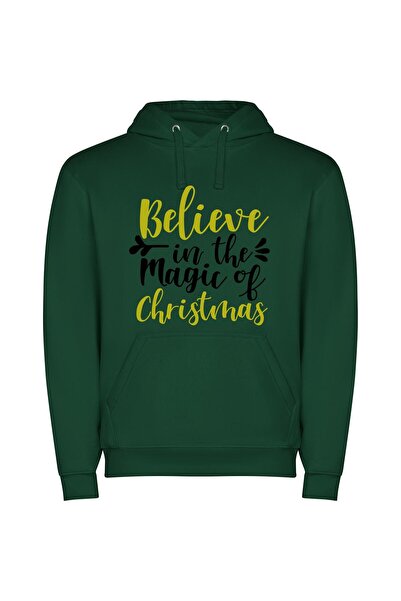 iLovePrints Merry Christmas Magic Delight Φούτερ με κουκούλα σε χρώμα Πράσινο