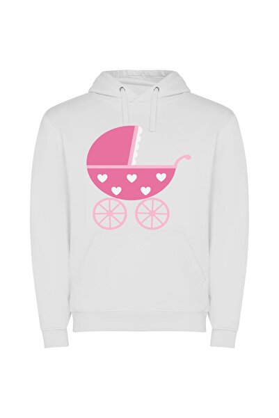 iLovePrints Charming Heart-Studded Baby Carriage Φούτερ με κουκούλα σε χρώμα ...