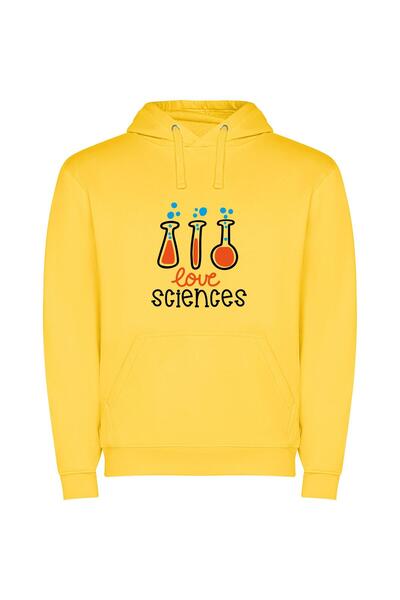 iLovePrints Love for Science's Art Φούτερ με κουκούλα σε χρώμα Κίτρινο