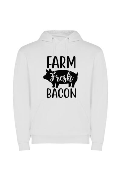 iLovePrints Porky Print Farm Delights Φούτερ με κουκούλα σε χρώμα Λευκό