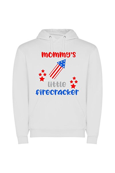 iLovePrints Patriotic Yummy Firecracker Kid Φούτερ με κουκούλα σε χρώμα Λευκό