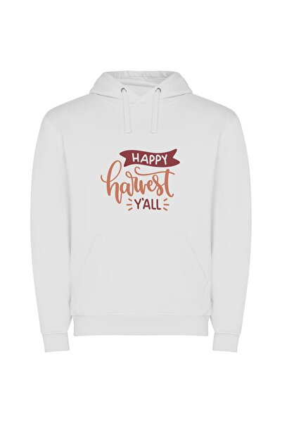 iLovePrints Harvest Happiness Galore Φούτερ με κουκούλα σε χρώμα Λευκό