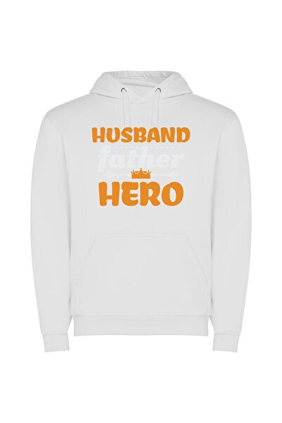 iLovePrints Gentleman Hero: Father & Husband Φούτερ με κουκούλα σε χρώμα Λευκό