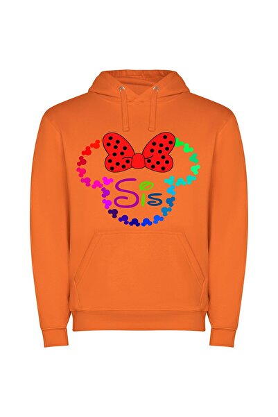 iLovePrints Sis in Disney Style Φούτερ με κουκούλα σε χρώμα Πορτοκαλί
