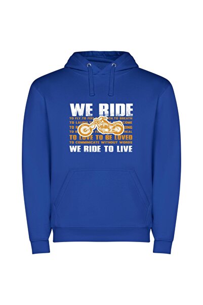 iLovePrints Living Beings Embrace Motorcycles Φούτερ με κουκούλα σε χρώμα Μπλε