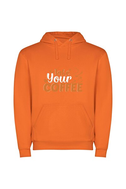 iLovePrints Steaming Cup of Indulgence Φούτερ με κουκούλα σε χρώμα Πορτοκαλί