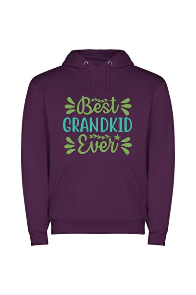 iLovePrints Grandkid: The Ultimate Trophy! Φούτερ με κουκούλα σε χρώμα Μωβ