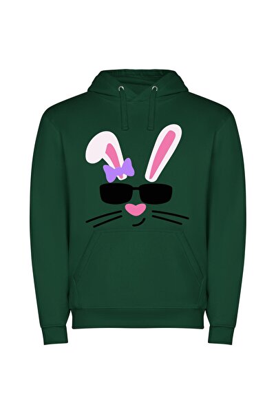 iLovePrints Feline Chic Eared Extravaganza Φούτερ με κουκούλα σε χρώμα Πράσινο