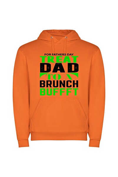 iLovePrints Daddy's Brunch Extravaganza Φούτερ με κουκούλα σε χρώμα Πορτοκαλί