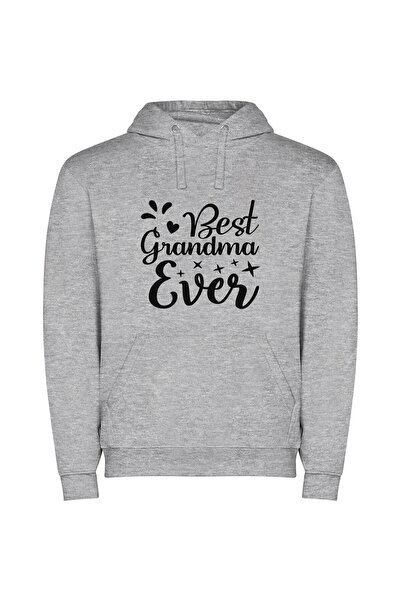 iLovePrints Grandma - The Ultimate Best Φούτερ με κουκούλα σε χρώμα Γκρι