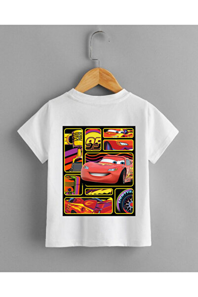 haha تي شيرت مطبوع عليه Lightning Mcqueen للأولاد