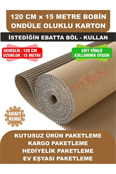 Uygun Kutu ve Ambalaj 120 Cm x 15 Metre Bobin Ondüle Oluklu Karton, Kargo Kar...