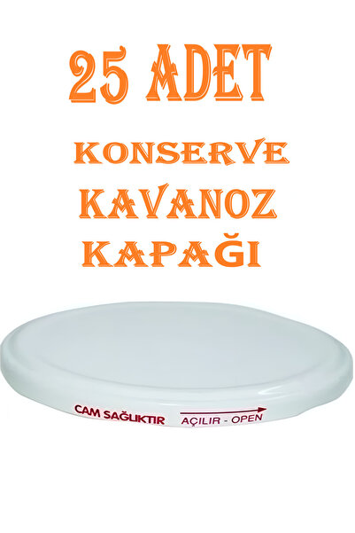 25 Adet Konserve Kapağı Beyaz 82 Mm Silikonlu - Konserve Kavanoz Kapağı Orijinal Kapak Sbk Metal Bey