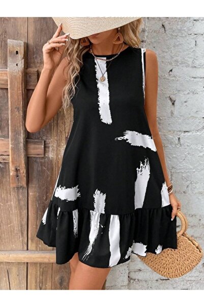 UFC 1985 TOP BRAND Women's Sleeveless Crew Neck Short Dress with Bow at the Back