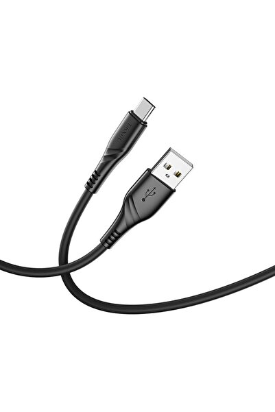 Tiknal USB-A to Type-C Cable – 1M – Black – Nylon Leather – Fast Charging.