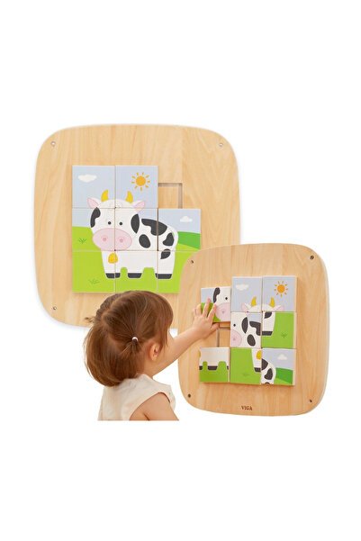 Viga Placă puzzle senzorială manipulabilă din lemn cu imagini