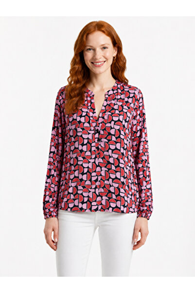 Neden Tekstil Patterned V-Neck Women's Blouse