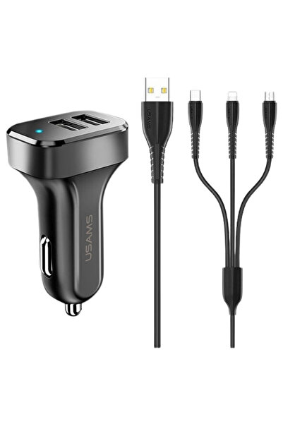 Usams Încărcător auto 2x USB C13 2.1A pentru telefoane 3 în 1 USB-C pentru