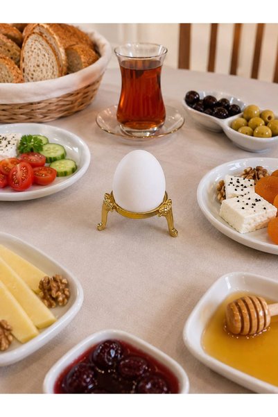 Aslı Hediyelik حامل بيض معدني ذهبي اللون مكون من 6 قطع - وعاء بيض أنيق لتقديم الإفطار - وعاء بيض