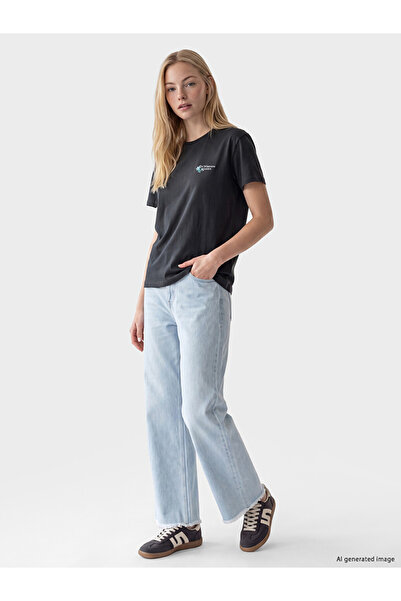 LC Waikiki Anthracite Printed Cotton Women's T-Shirt