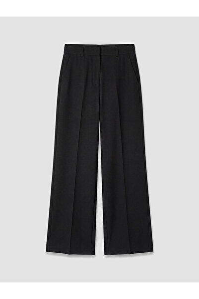 LC Waikiki Black High Waist Wide Leg Women's Trousers