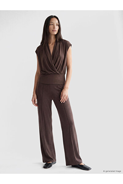 LC Waikiki Brown Soft Touch Women's Trousers with Elastic Waist