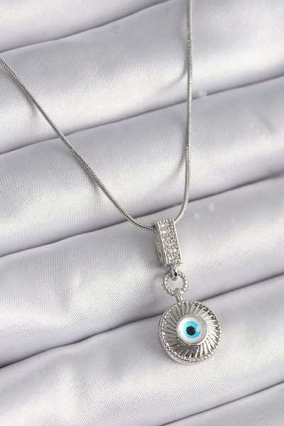 DMR Elegance 316L Steel Silver Color Zircon Stone Evil Eye Bead Model Women's...