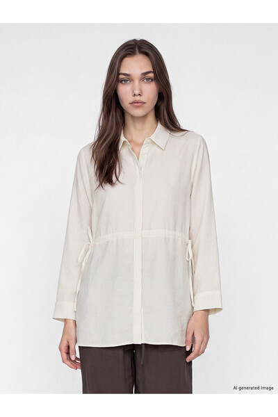 LC Waikiki Lcw Modest Ecru Modal Blended Women's Shirt Tunic