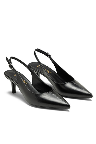 SOLİN SHOES Women's Short Heeled Matte Leather Classic Evening Dress Shoes He...