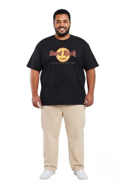 Gutty تي شيرت رجالي مطبوع أسود 100% قطن مقاس كبير - 3XL 4XL 5XL 6XL 7XL 8XL 9...