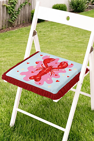 Realhomes Lobster and Heart Patterned Fringed Zippered Chair Cushion - Pop Ar...