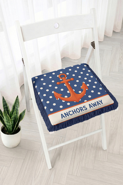 Realhomes Anchors Away Written Anchor Figured Polka Dot Sailor Style Fringed ...