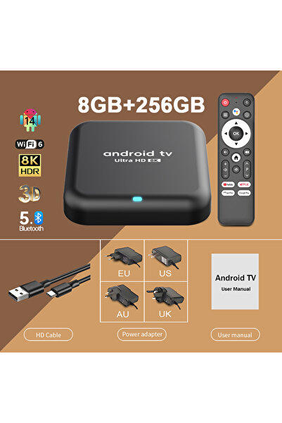 Choice17 EU Plug 8G 256G Smart TV Box Android 16 Q18 RK3518 2.4G&5G Dual Wifi...
