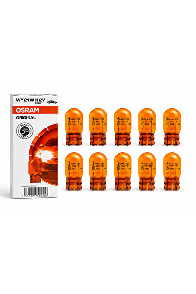 Osram WY21W 12V 21W Turuncu Sinyal Ampulü Gerçek Cam Japon Üretim Orijinal 10...