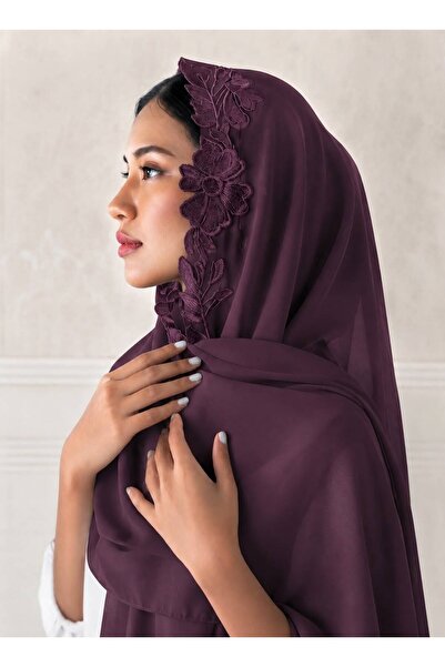 Veil Designer طرحه بوال نطريز الورد علي ثلاث اطراف من الطرحه تطريز يدوي قماش ...