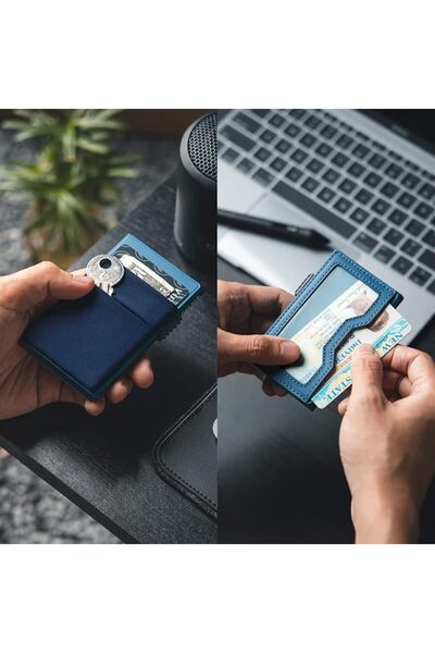 VULKIT Holder with EDC Pockets & ID Window RFID Blocking Pop Up Card Wallet S...