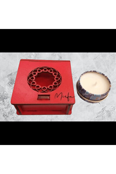 Mirfa Scented Candle In Wood Crafted Box - Peach Elegance - Small