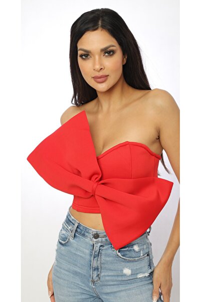 2TRENDY Women's Red Color Front Knot Sleeveless Blouse