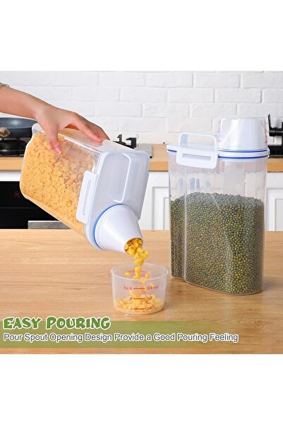 TRASSLE Cereal Container Oatmeal Dispenser, Rice Storage Bin with Airtight De...