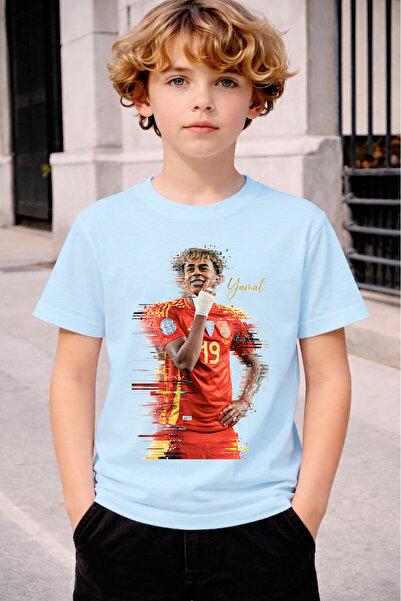 STİL-X Lamine Yamal Printed Crewneck Children's and Youth T-Shirt, Soft Textu...