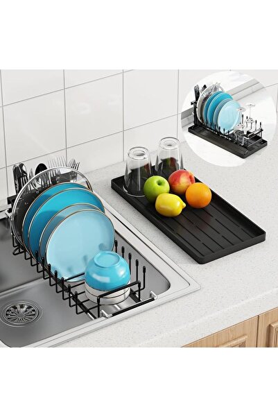 KASTWAVE Sink Dish Drying Rack, Expandable Small Dish Rack Over Sink with Sil...